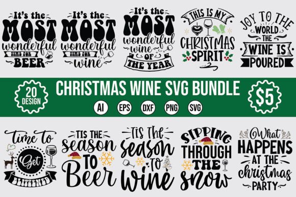 Download Christmas Wine SVG Bundle Designs - Christmas Collection