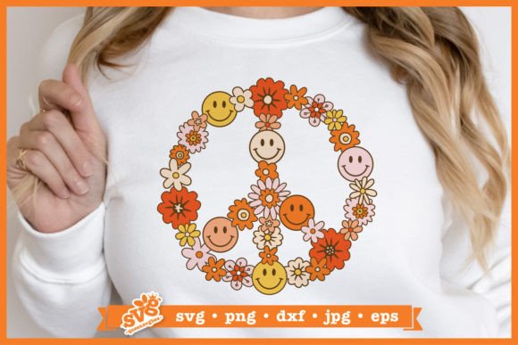 Download Floral Peace Sign SVG | Retro Hippie SVG - Hippie svg Collection