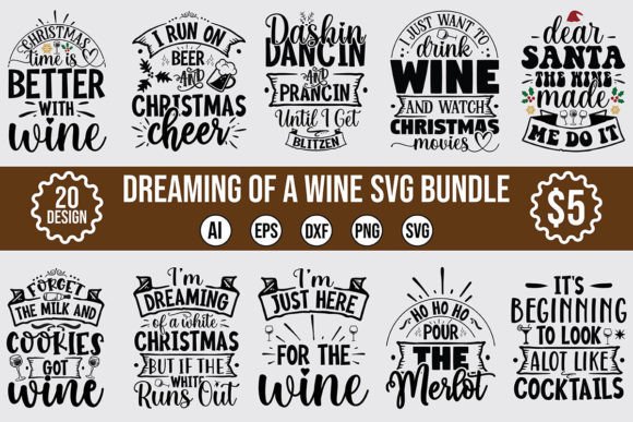 Download Christmas Wine SVG Bundle Designs Vol.2 - Christmas Collection